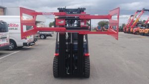 Red Manitou forklift with waste recycling