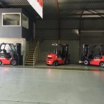 Red Manitou forklifts