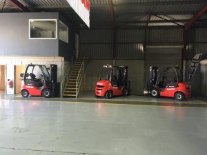 Red Manitou forklifts